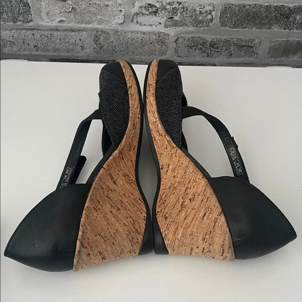Teva Black Cork Wedge Pumps